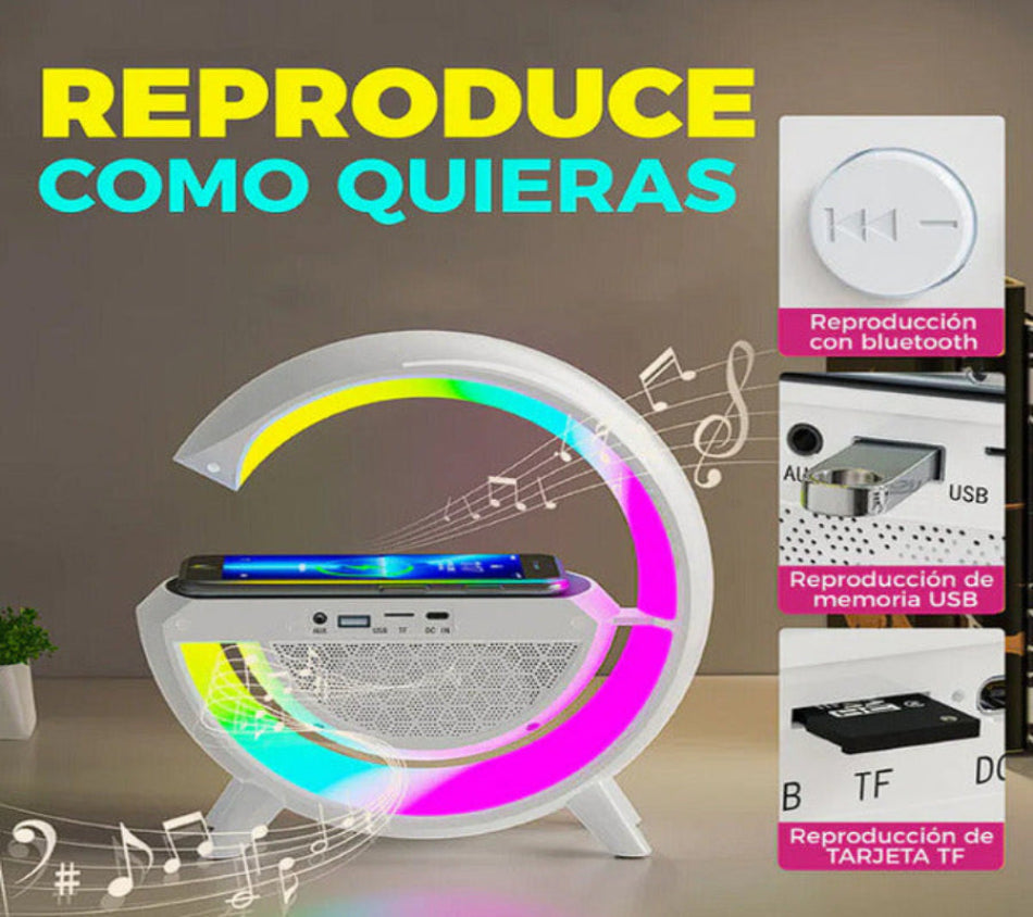 🎵 Parlante 3 en 1 BT-2301 – Sonido, Luces y Carga Inalámbrica en un Solo Dispositivo!