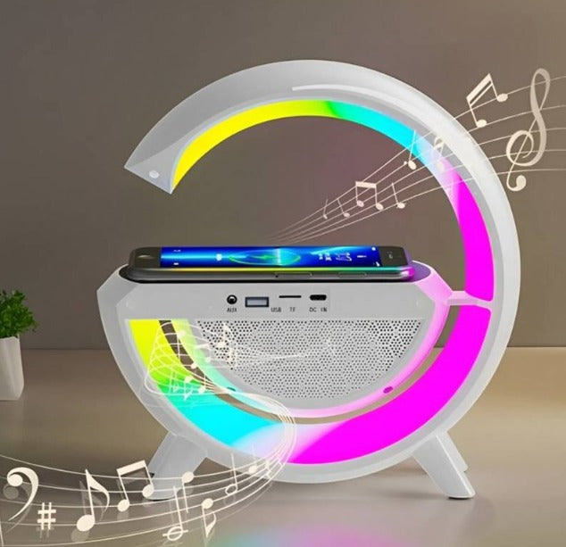 🎵 Parlante 3 en 1 BT-2301 – Sonido, Luces y Carga Inalámbrica en un Solo Dispositivo!