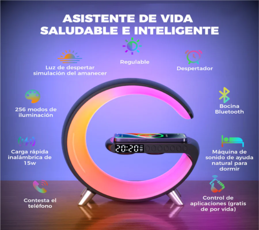 🎵 Parlante 3 en 1 BT-2301 – Sonido, Luces y Carga Inalámbrica en un Solo Dispositivo!